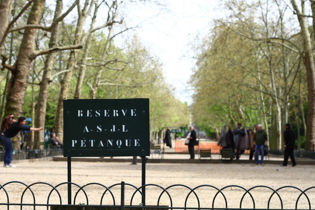 The French call Bocce ball Petanque. Jardin du Luxembourg